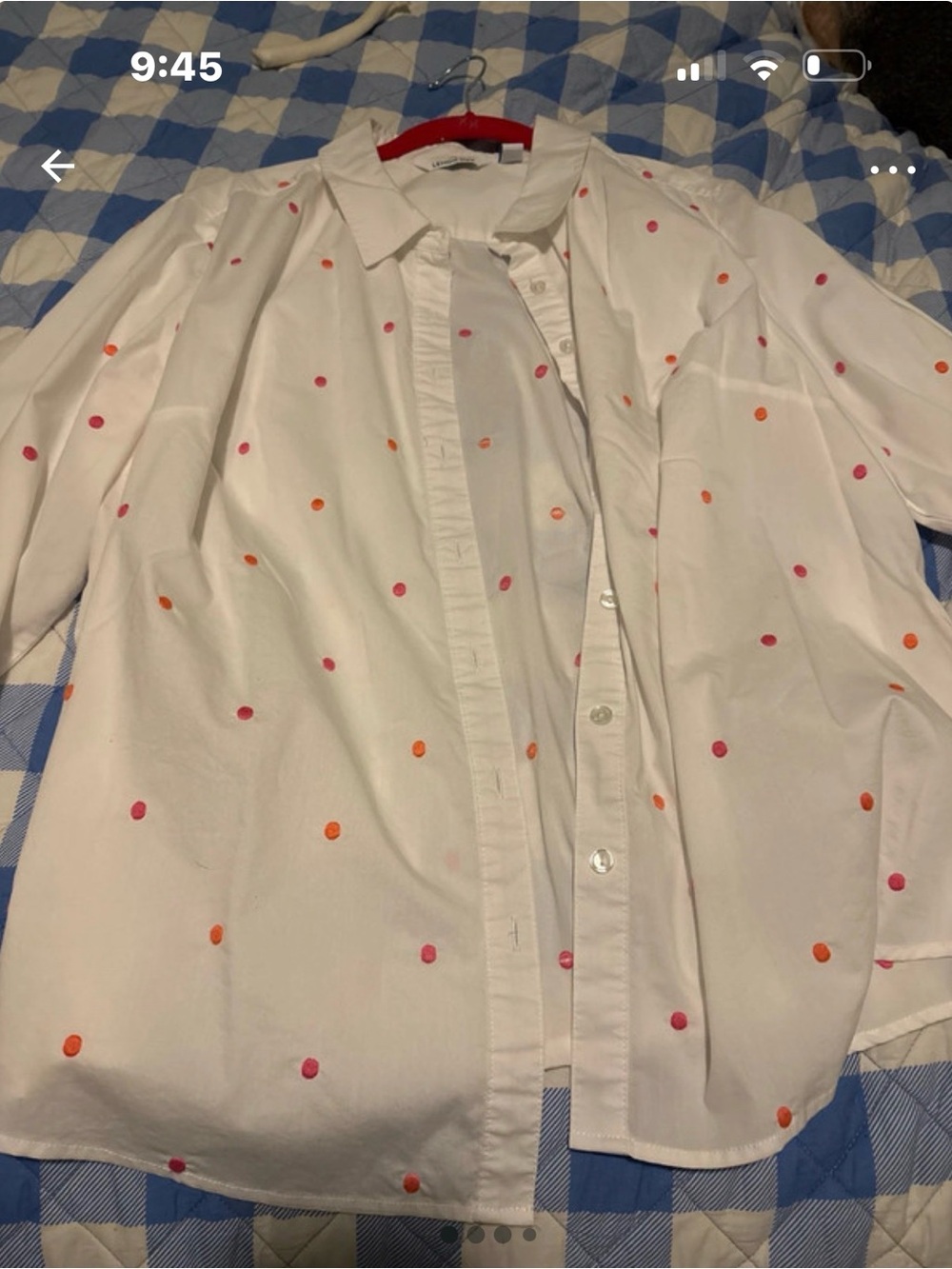 Lemon White Button-Down Shirt with Pink & Orange Dot Print